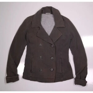 James Perse Double Breasted Cotton Pea Coat Style Sweater Jacket Gray Ladies 3/L